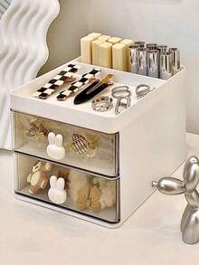 1pc Jewelry & Cosmetic Storage Box - Drawer Style Plastic Desk Vanity Organizer For Brushes, Lipsticks, Skincare - Multi-Function Storage Rack - Multi-Purpose Storage Box - Multicolor - View 9