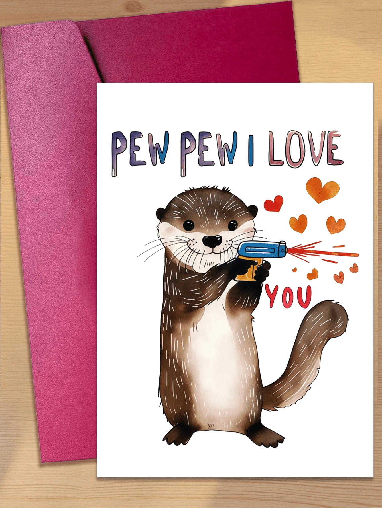 2pcs/Set Cute & Funny Otter Love Letter Cards, Birthday Cards, Invitation Cards With Envelopes, Suitable For Couples, Spouses, Valentine's Day, Anniversary, Christmas, Father's Day - Gift For Husband, Wife, Girlfriend, Boyfriend Or Anyone - Perfect For Romantic Occasions, Singles Party, Ball, Loved Ones - Ideal Choice For Couples