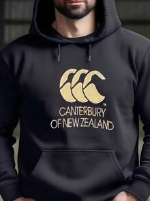 Mens Canterbury Of New Zealand Half Zip Sweahoodie - Brown Pullover Medium Hoodie - Black - View 1