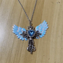 1件哥特复古十字架天使翅膀心形水钻吊坠项链，女士时尚个性化派对珠宝配饰礼品 - 彩色 - 查看 10