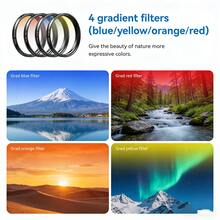APEXEL 7-In-1 Smartphone Filter Lens Kit, Professional 52mm Gradient Red, Yellow, Blue, And Orange Filters, ND32 Filter + Star Filter + CPL Filter, Gradient Smartphone Camera Filter Lens Compatible With Almost All Smartphones.