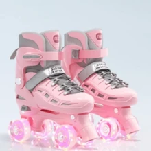 ¡Patines Clásicos de 4 Ruedas! Ajustables para Niños y Adultos con Ruedas Brillantes - Ideal para Principiantes, Estilo y Diversión - Rosa - Ver 5