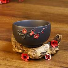 1 Set Purple Clay Plum Blossom Teapot Set, Handmade Purple Clay Teaware, Home & Travel Tea Set, Includes 1 Teapot And 4 Guest Tea Cups, Unique Chinese Style Teaware, Suitable For Home Use, Guests, And Gifts - Multicolor - View 5