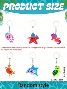 24个海洋主题派对钥匙扣，卡通钥匙扣，适合用作派对礼物、节日用品、返校礼物、可重复使用的生日派对礼物、礼品袋填充物、派对装饰品、夏季海滩派对、泳池派对、度假礼物、情人节礼物、母亲节礼物、毕业礼物 - 彩色 - 查看 11