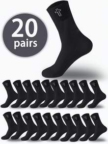 1双/5双/10双/20双装 轻盈透气加大码男士针织中筒袜/踝袜 - 防臭、吸湿排汗、弹力袜，男女皆宜 - 彩色 - 查看 14