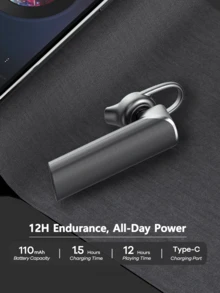 Remax New Wireless Headphone Single Ear Hook, Bone Conduction, With Noise Cancelling, 12H Playtime, Suit For Work/Home/Cell Phone/Computer/Zoom/Teams/Truck Driver, Black/White - RB-t01 - View 3