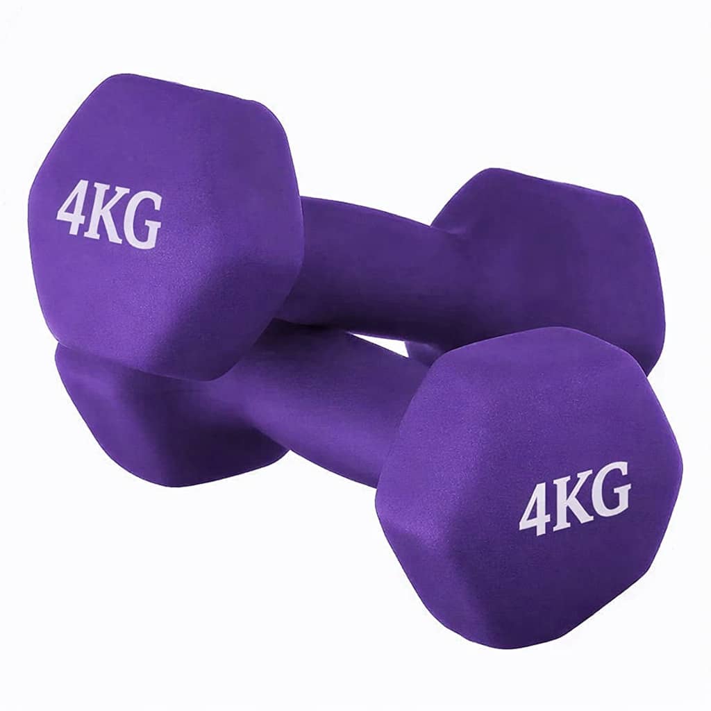 2piezas Mancuernas Pesas para Hacer Ejercicio Gym y Casa 1/2/3/4/5/6KG Mancuernas - Morado - Ver 1