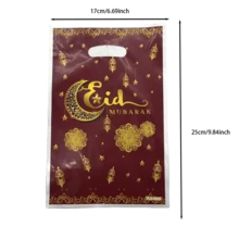 10个黑色月亮节卡通糖果袋，PE材质礼品袋，月亮城堡图案礼品袋，节日礼品零食包装袋 - 紅色 - 查看 5