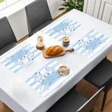 1 pieza/4 piezas/6 piezas Manteles individuales de lino con estampado de cangrejo, decoración del hogar adecuada para la mesa de comedor, para todas las estaciones, manteles de mesa lavables modernos, decoración de habitaciones, posavasos, manteles de cocina y comedor, decoración de fiestas interiores y exteriores, regalo ideal - Multicolor - Ver 5