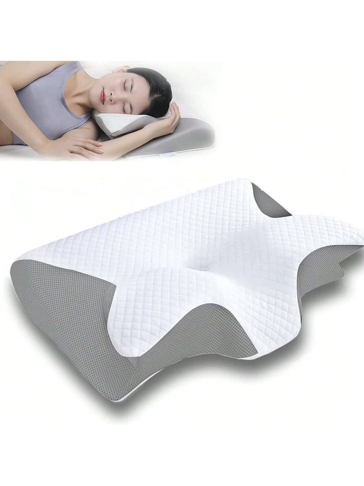1 PCS White New Ergonomic Neck Pillow , Breathable Cervical Support With Relax Design For Back & Side Sleepers, Ideal, Sleep Comfort Enhancer, Modern Pillow Design, Perfect Gift - trắng - Xem 1