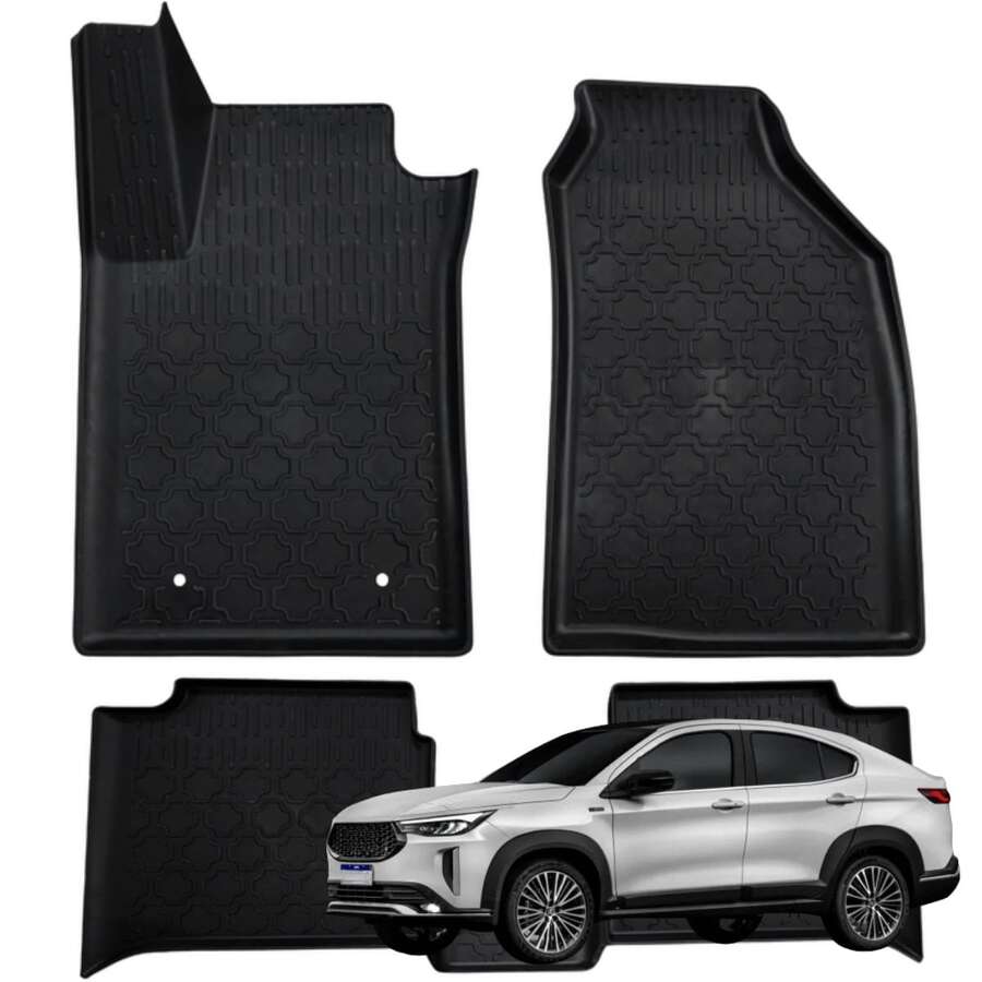 Kit de Tapete Borda Elevada Tipo Bandeja Para Fastback Borracha Premium Jogo Tapetes Carro