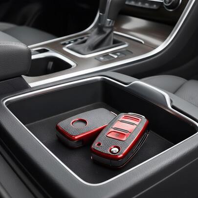 1pc Leather Textured Car Key Holder - Compact & Minimalist Design, Suitable For VW Models