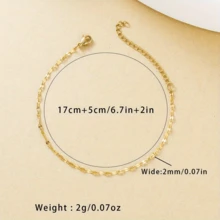 18K Gold Plated Stainless Steel Delicate Sparkling Chain Bracelet For Women, Adjustable, Hypoallergenic, Tarnish Resistant, Elegant Jewelry Gift