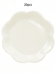 10pcs Ivory Party Supplies Set, Includes Disposable Paper Plates, Cups, Napkins In Cream White, Ivory Tableware Set With Fan-Shaped Plates, Dishes, Napkins And Cups, Disposable Cutlery Set, Suitable For Weddings, Bridal Showers, Baby Showers, Birthdays, Christmas Decorations - Multicolor - View 13