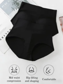 1件装女士无缝高腰塑形内裤，提臀无缝加垫短裤，透气蜜桃臀塑形提拉裤，加垫提臀塑形内衣，蜜桃臀 - 黑色 - 查看 6