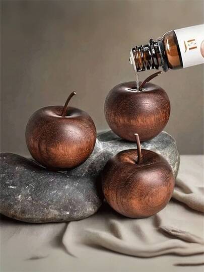 Natural Wooden Aroma Diffuser - Apple Shaped Essential Oil Diffuser, Elegant Brown Woodgrain, No Open Flame, Fully Automatic Diffusion System, Suitable For Home, Car, Office - Excellent Air Freshener And Holiday Gift (For Essential Oils, No Heating/No Open Flame)