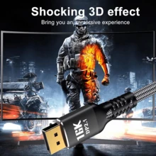 16K DisplayPort 2.1 线缆，15 英尺（约 4.5 米），支持 16K@60Hz、8K@120Hz 和 4K@240Hz 分辨率，DP 2.1 线缆采用 16K 编织线，兼容 HDR10、DSC 1.2a、G-Sync 和 FreeSync，适用于游戏 PC、游戏显示器 5090 和 AMD 7900XTX。 - 灰色 - 查看 2