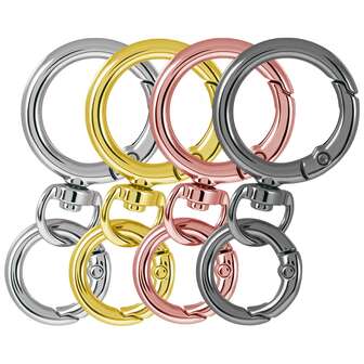 5 Parçalı Döner Metal Yaylı Karabina Anahtarlık Seti, O-Halkalı, 5 Adet Çift Uçlu Metal Anahtarlık Halkası ve 5 Adet Yuvarlak Metal Açık Halka İçerir, Kendin Yap Anahtarlık, Araba Anahtarı Bulucu, Çanta Aksesuarları, Boyun Askıları, El Sanatları, Tatil Hediyeleri, Noel, Sevgililer Günü, Yıldönümü, Takı Süsleri İçin Uygundur (4 Renk)