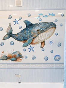 1pc Assorted Simple Ocean Creature, Whale, Floral Creative Wall Sticker, Removable Matte Self-Adhesive Wall Decal For Living Room, Bedroom, Kids Room, Home Decor, Spring Decoration, Gift For Birthday, Graduation - Multicolor - View 8