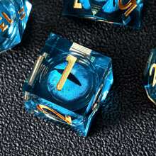 7pcs Sharp Edge Resin Handmade Cat's Eye D&D Dice Set, For Roleplaying Games Like - Multicolor - View 12