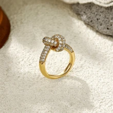 VKHK 1pc Glamorous Rhinestone Decor Knotted Ring, Suitable For Women's Daily And Wedding Wear, Valentine's Day Gift - Multicolor - View 20