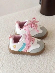 1双女童休闲帆布鞋，春秋新款时尚运动鞋，小白鞋 - 粉色 - 查看 5