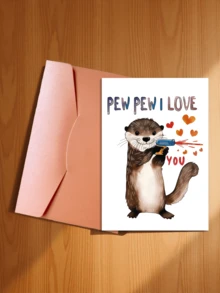 2pcs/Set Cute & Funny Otter Love Letter Cards, Birthday Cards, Invitation Cards With Envelopes, Suitable For Couples, Spouses, Valentine's Day, Anniversary, Christmas, Father's Day - Gift For Husband, Wife, Girlfriend, Boyfriend Or Anyone - Perfect For Romantic Occasions, Singles Party, Ball, Loved Ones - Ideal Choice For Couples