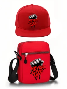 1件/2件装“永不放弃”字母图案印花Y2K街头风棒球帽及可调节斜挎包，男女通用户外运动帽和单肩包，送给自己和朋友的礼物