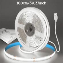 1pc LED COB Strip, USB Powered/Battery Box Adhesive Flexible Strip, White/Warm White Light, Indoor Flexible LED Lighting Strip, Suitable For Home, Kitchen, Wardrobe, Cabinet And TV Wall Decoration
