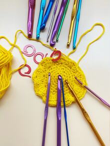 All-In-One Crochet Starter Kit: Includes 14 Aluminum Crochet Hooks (Size 2.0mm-10.0mm), 7pcs Cable Needles, Aluminum Stitch Markers, Red Yarn Scissors, Row Counter, And 10pcs Stitch Markers, Perfect Gift For Crochet Lovers - Multicolor - View 7