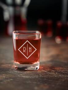 4只装60毫升/2盎司个性化威士忌酒杯套装，带礼盒，永久激光雕刻，永不褪色，可定制姓名，方形杯口，适合作为圣诞礼物、结婚礼物、伴郎礼物、伴娘礼物。