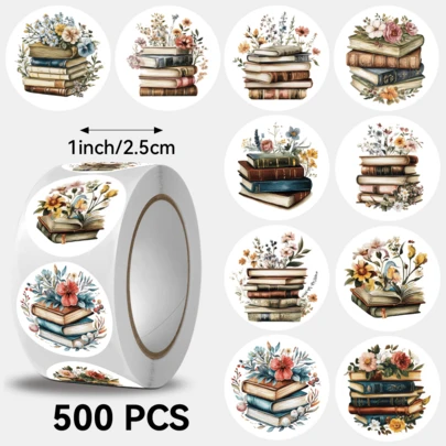 JOERBABU the little kangaroo Bobbie 500pcs/Roll Assorted Floral Pattern Stickers, Ideal For Gift Wrapping, Decoration, Easter, Mother's Day, Applicable To Gift Packaging, Cup Decoration, Dessert Decoration, Stationery Decoration, Envelope Sealing And Other Decorative Purposes