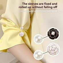 2枚优雅山茶花胸针别针，精致防滑衬衫夹，时尚服饰配饰 - 彩色 - 查看 6