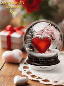 2D Flat, Rotating Acrylic Snow Globe Wedding/Valentine's Decoration, Acrylic Globe With Couple Figurine- Quiet Rotating Winter Scene Night Sky, Elegant Village Ornament For Home/Office Desk, Twinkling Snow Globe Decorations For Holiday Tabletop Display ( & S), Lightweight Holiday Plaque For Year-Round Decorative Sign, 2D Flat, Ideal Gift For Home Decoration, Valentine's Day, Easter, Halloween, Graduation Ceremonies, And Home Decor - Multicolor - View 5