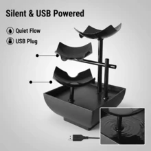 LUMIARTISAN USB Desktop Waterfall Fountain With LED Lights - 3-Tier Indoor Water Fountain With Natural River Rocks,Or For Home Office Bedroom Meditation.Table Décor,Living Room Deccor ,Home Deccor. - màu đen - Xem 7