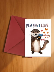 2pcs/Set Cute & Funny Otter Love Letter Cards, Birthday Cards, Invitation Cards With Envelopes, Suitable For Couples, Spouses, Valentine's Day, Anniversary, Christmas, Father's Day - Gift For Husband, Wife, Girlfriend, Boyfriend Or Anyone - Perfect For Romantic Occasions, Singles Party, Ball, Loved Ones - Ideal Choice For Couples