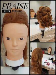 Mannequin Head With 80% Human Hair Straight 24"-26" Doll Head With Hair Cosmetology Mannequin Head Human Hair For Hairdresse - Multicolor - View 3