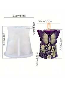 1个3D蝴蝶/花朵/叶子/蕾丝浮雕圆柱形硅胶模具 - 适用于DIY蜡烛/树脂/混凝土/水泥/石膏工艺品，可重复使用的硅胶材质，是手工装饰品和家居装饰的理想之选