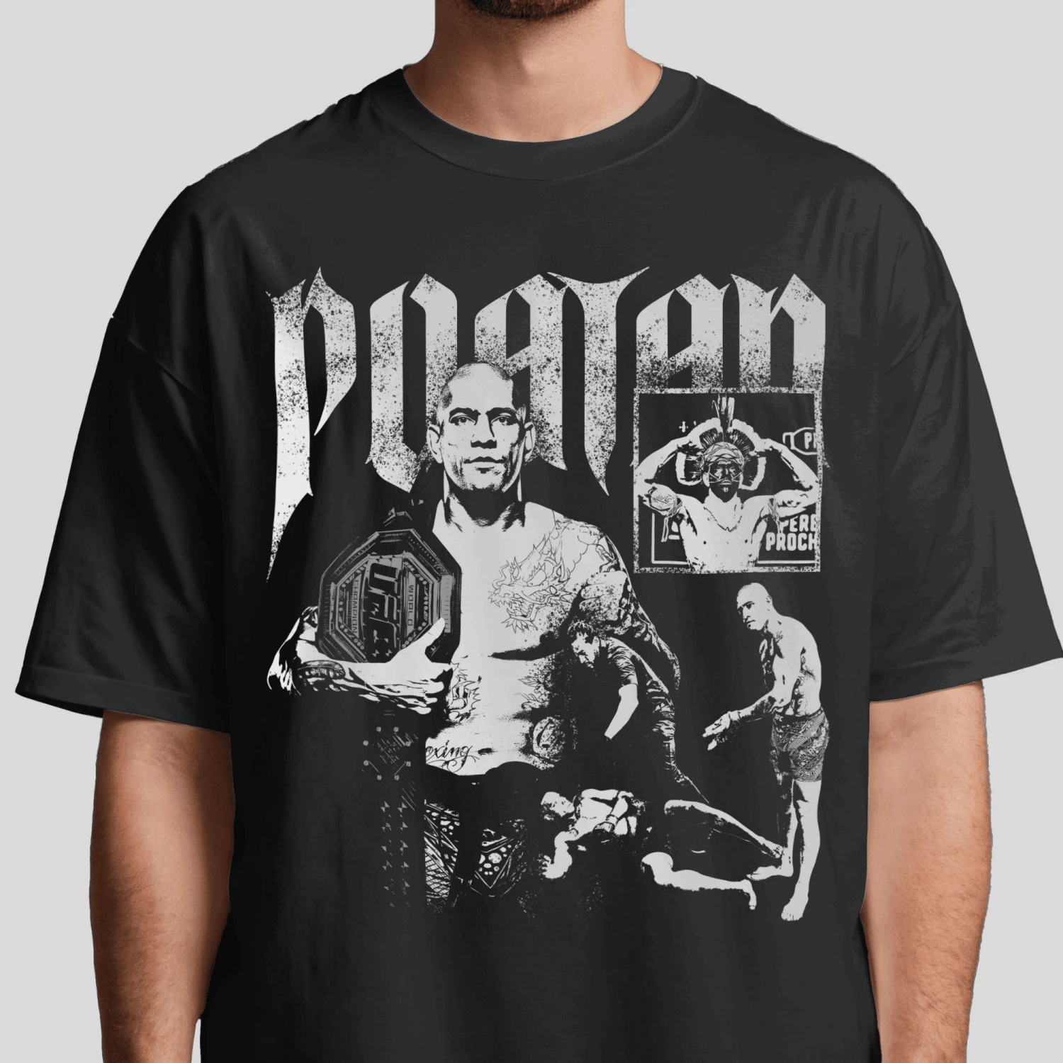 Alex Pereira  T-Shirt Streetwear Bootleg Fighter Tee - màu đen - Xem 1