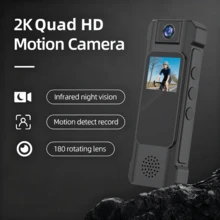 Cámara mini portátil HD 2K Bodycam Grabadora de video digital con infrarrojos, mini cámara para vlogging, cámara corporal grabadora de video portátil, lente de ángulo amplio de 180° giratoria para bicicleta, mascotas, vlogging, reuniones y grabadora de bolsillo - Multicolor - Ver 2