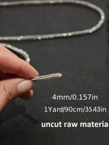 Approx. 4mm Rhinestone Trim Crystal Ribbon, For DIY Hairbands, Clothing Bows, Bracelets, Necklaces; Decorative Supply For Shoelaces & Bag Straps - Diamond Model - View 5