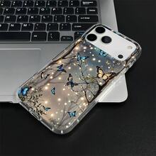Blue bow, yellow bow, branch This patterned clear soft case airbag is compatible for  17 Pro Max/Air/16/15/14/13/12 mini/11. It's an ideal gift for Christmas and Valentine's Day, perfect for boyfriends, girlfriends, and family. - transparente - Ver 4