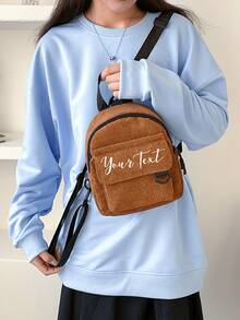 Custom Corduroy Mini Backpack, Y2k Portable Solid Color Backpack, Phone Bag, Lipstick Bag, Key Bag, Compact Casual Backpack, Multi Functional Mini Backpack, Cute Student Backpack, Men'S And Women'S Small Backpacks School,Suitable For Teen Girls Women College Students Middle School, High School, Outdoors, Travel, Outings, Holiday, Elementary School,For New Year,Valentine's Day. - Multicolor - View 5