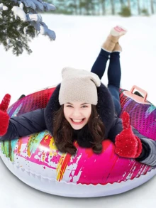 充气雪橇管 - 采用高强度PVC材质，可折叠，充气设计，是滑雪、滑雪度假村娱乐以及圣诞节和新年礼物的理想之选。颜色和款式随机发货。 - 彩色 - 查看 10