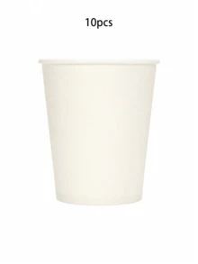 10pcs Ivory Party Supplies Set, Includes Disposable Paper Plates, Cups, Napkins In Cream White, Ivory Tableware Set With Fan-Shaped Plates, Dishes, Napkins And Cups, Disposable Cutlery Set, Suitable For Weddings, Bridal Showers, Baby Showers, Birthdays, Christmas Decorations - Multicolor - View 6