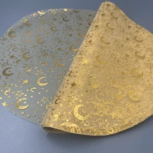 60pcs/120pcs Star And Moon Pattern, Gold Foil Round Placemats, Disposable, Suitable For Weddings, Birthdays, Graduations, Holidays, Home Decor, Metal Round Dining Accessories, Indoor And Outdoor Dining, Table Protection, Kitchen Tabletop Decor, Holiday Decoration, Tableware Accessories