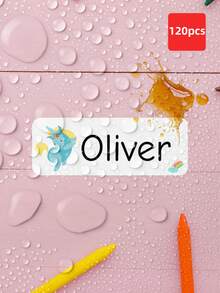 1/60/120/240pcs Customized Name Labels, Personalized Text Stickers, Cute Animal Pattern Waterproof Oil-Proof Transparent Labels, Perfect For Back To School, Lunch Boxes, Personal Items, Also Suitable For Tea Rooms, Home Gardens, Offices, Multi-Functional Decoration, Exquisite And Fashionable - Blue and White - View 29