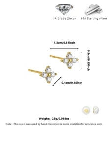 S925纯银幸运四叶草耳骨耳环，迷你锆石水晶耳钉，适合情人节、日常佩戴、派对等场合。 - 耳環 - 查看 10
