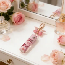 1pc 5ml Portable Mini Refillable Perfume Atomizer Keychain, Travel Size Spray Bottle Accessories For Women Girls, Mom Gifts Vacation Summer Travel Essentials-Pink Butterfly - Pink Butterfly - 查看 2