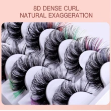 Colorful 3D Mink False Eyelashes: Vivid Hues, Long Curled. Handmade Premium Fiber, Reusable. Perfect For Daily Wear, Dates, Parties & Cosplay - 彩色 - 查看 7